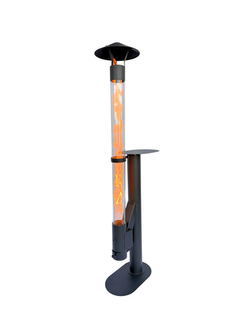 Outdoor pellet fireplace: real fire without gas or power