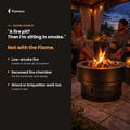 Flamesa Flame: lit fire basket on a patio in the evening