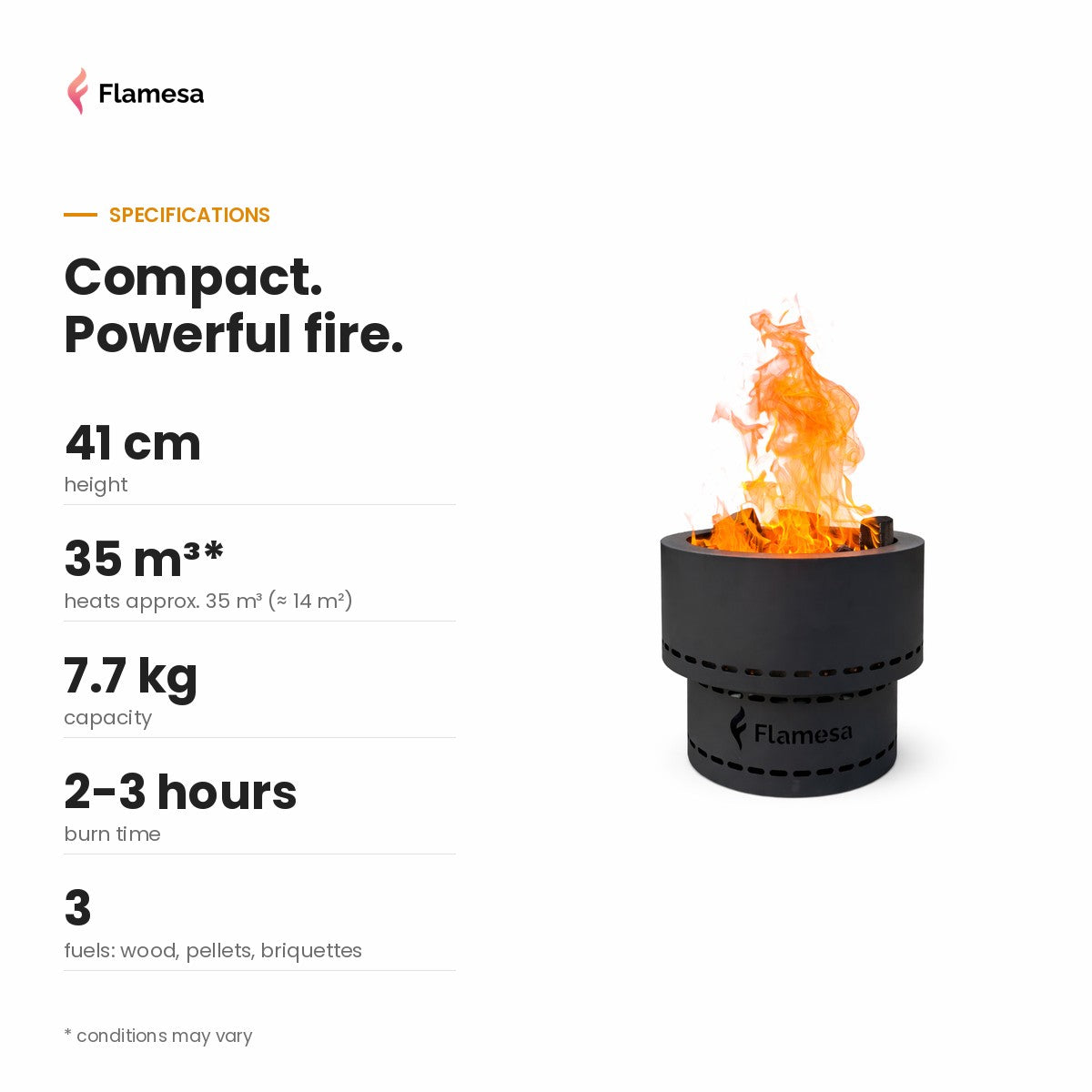 Flamesa Flame: dimensions and features overview