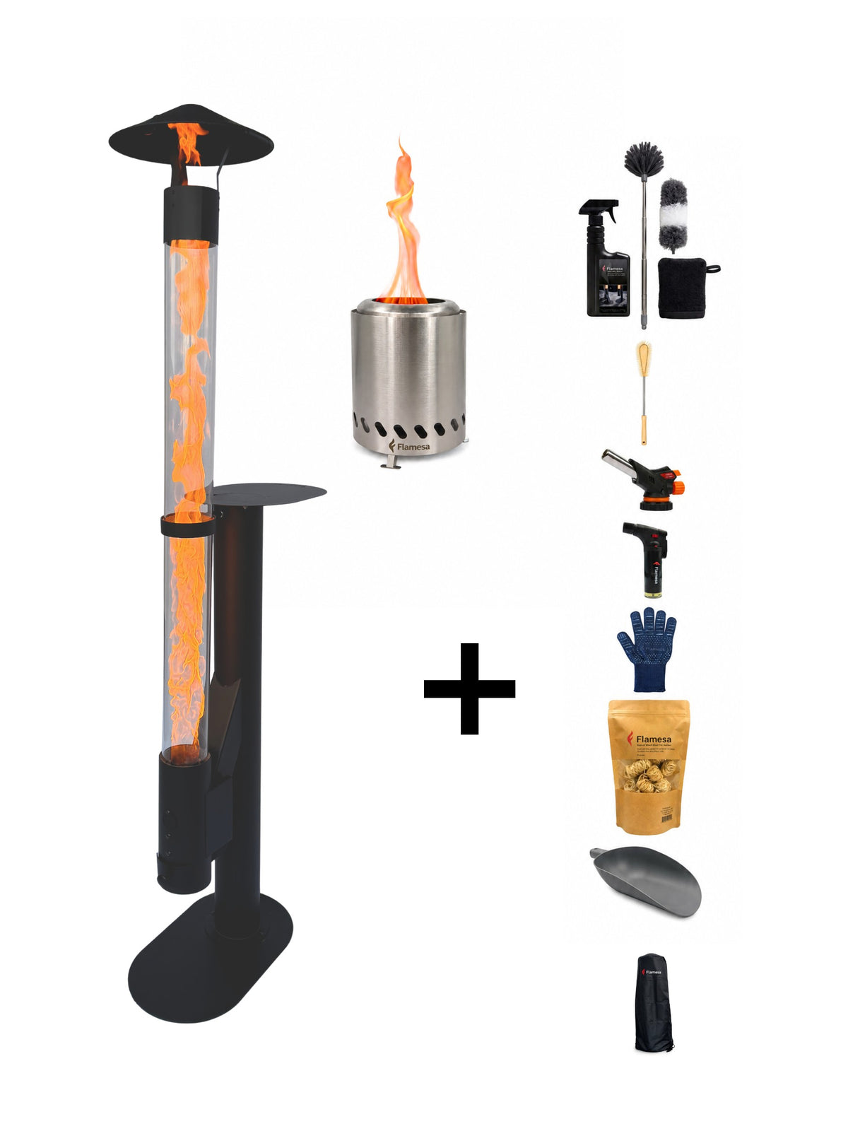 Flamesa® Lumina Complete Set – pellet stove with free Flamesa Vulcan and accessories
