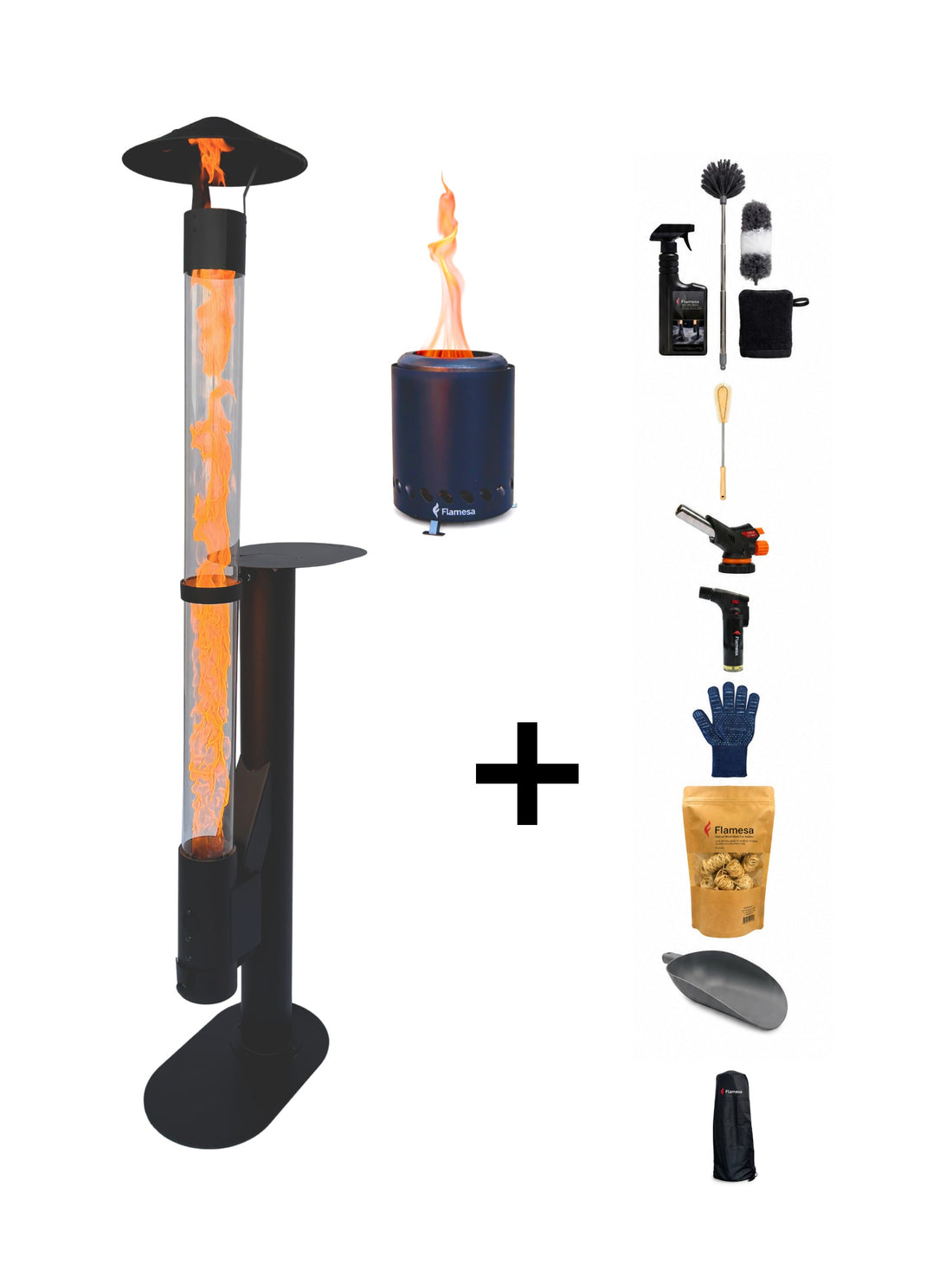 Flamesa® Lumina Complete Set – pellet stove with free Flamesa Vulcan and accessories