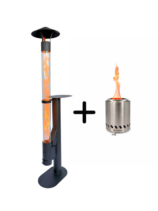 Flamesa® Lumina – Outdoor Pellet Heater with Table