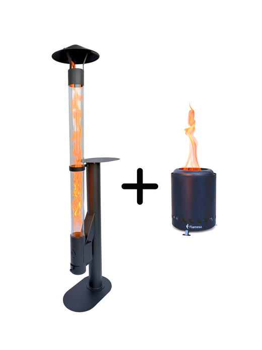 Flamesa® Lumina – Outdoor Pellet Heater with Table